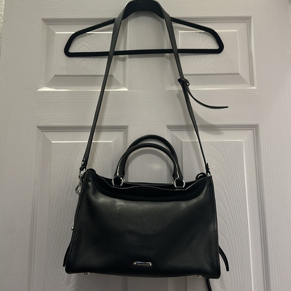 Rebecca Minkoff Bedford Zip Satchel Crossbody Black Leather and Silver Hardware - Picture 2 of 16